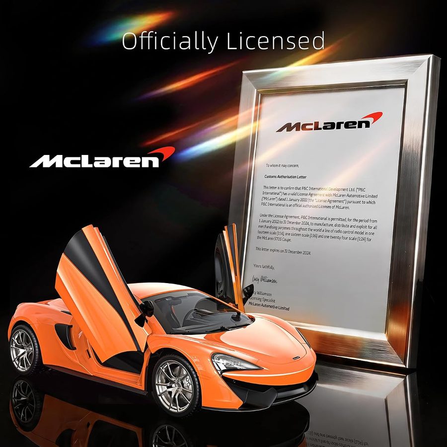 McLaren 570S 1:14 — Orange, dihedral doors view 2